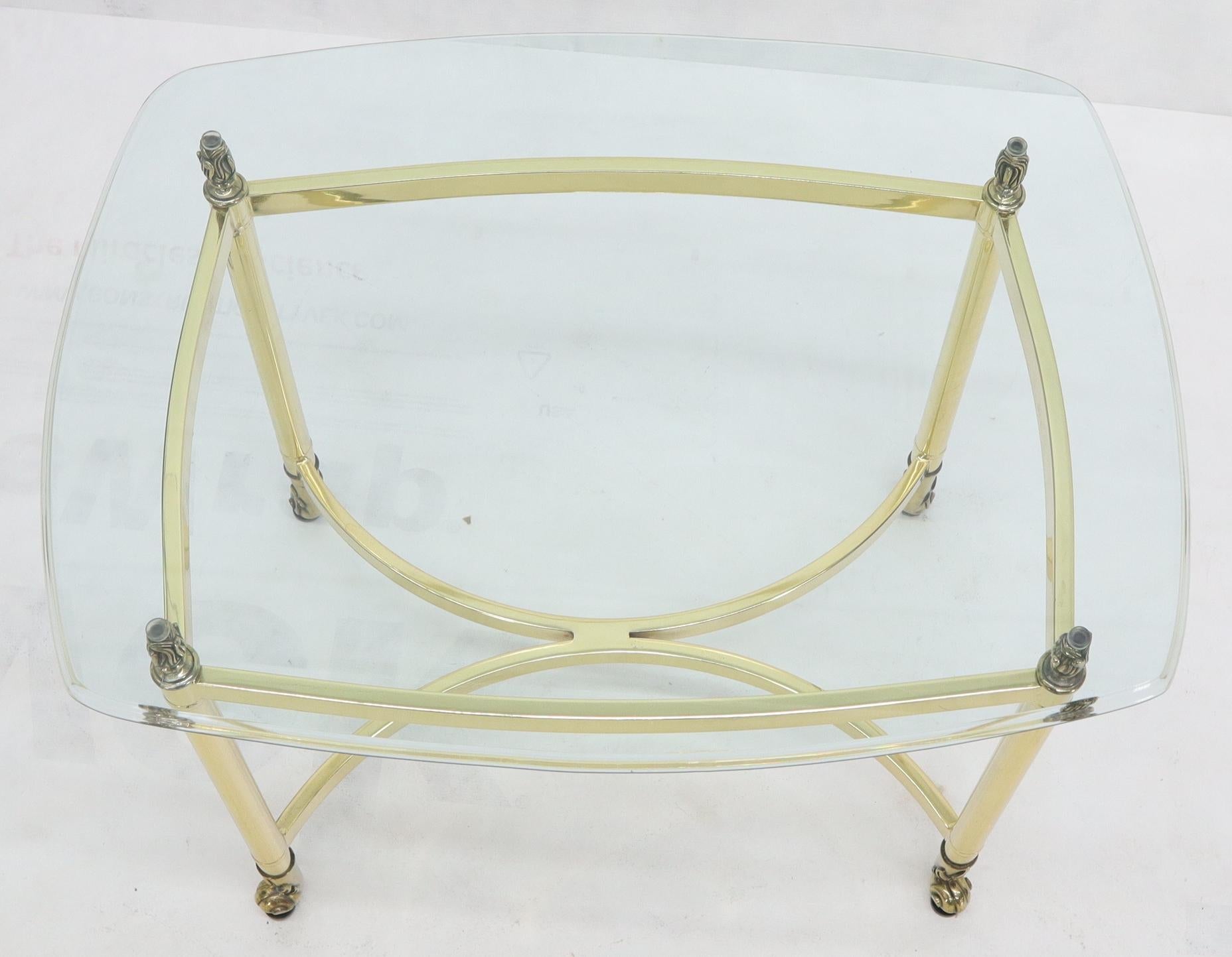 EstablishedLines Brass Base Glass Top Rounded Rectangle Coffee Table