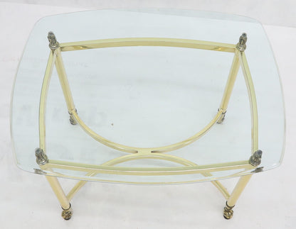 EstablishedLines Brass Base Glass Top Rounded Rectangle Coffee Table