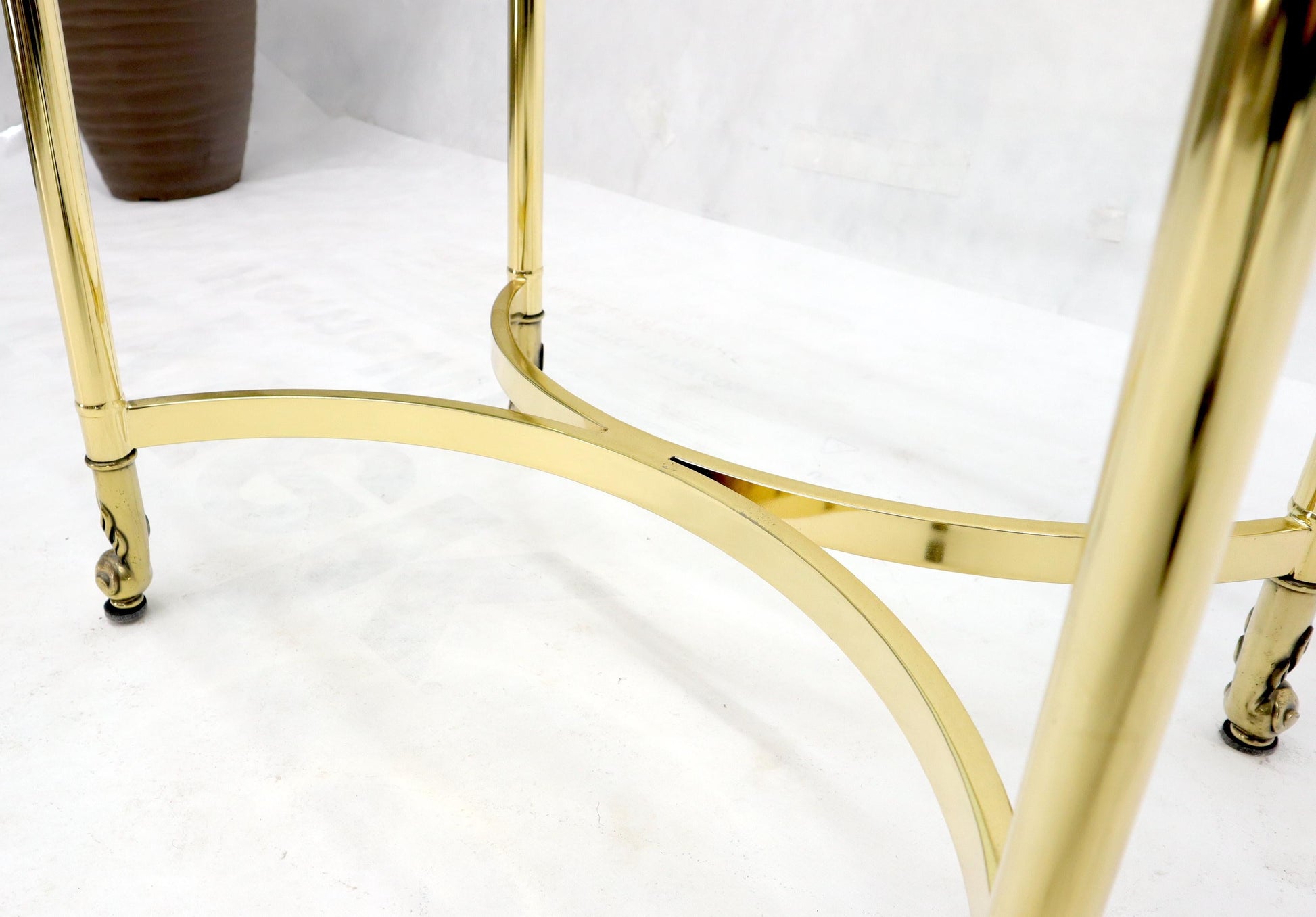 EstablishedLines Brass Base Glass Top Rounded Rectangle Coffee Table