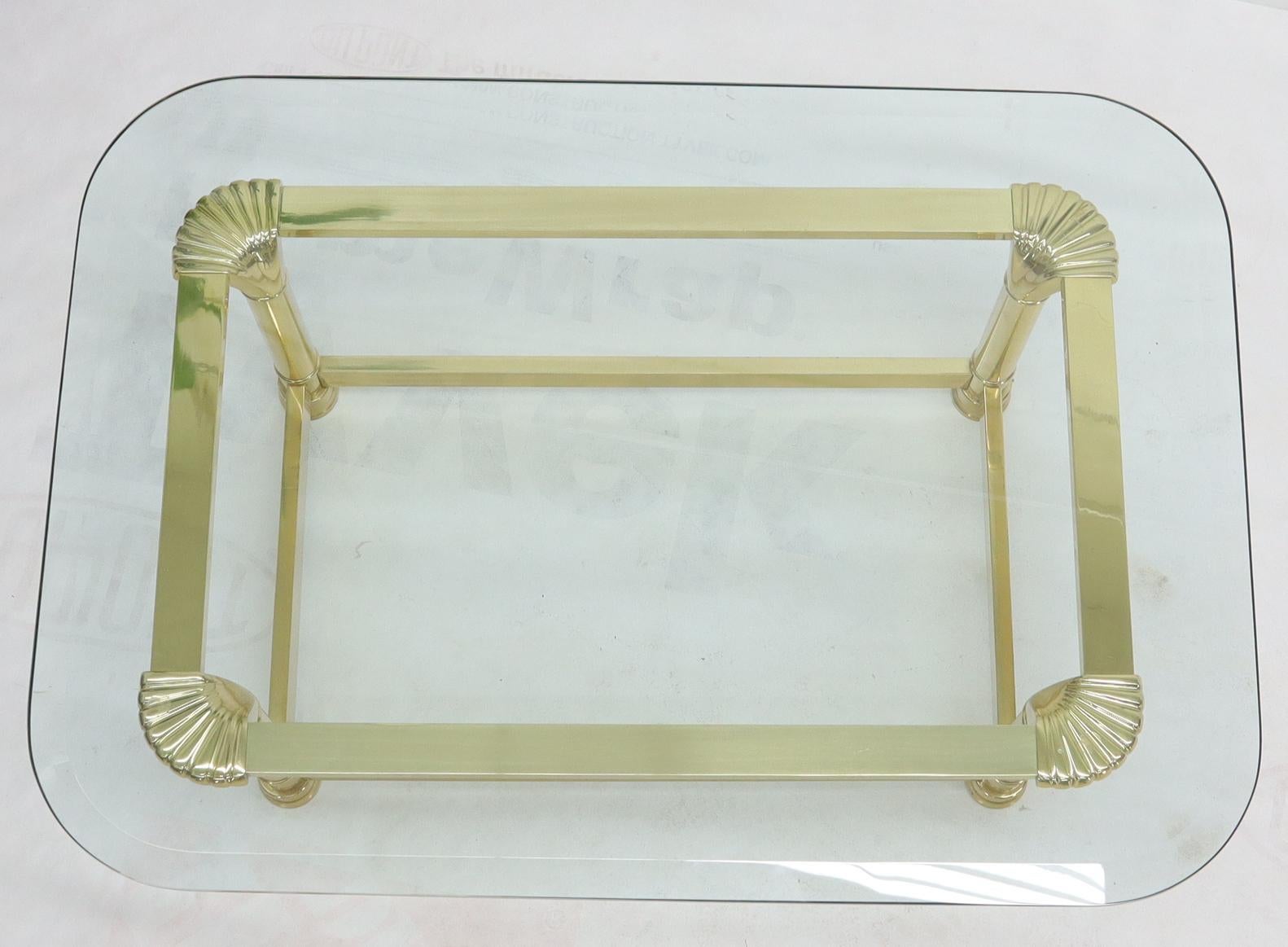 EstablishedLines Vintage Italian Polished Brass Base Glass Top Coffee Table Rounded Scallop
