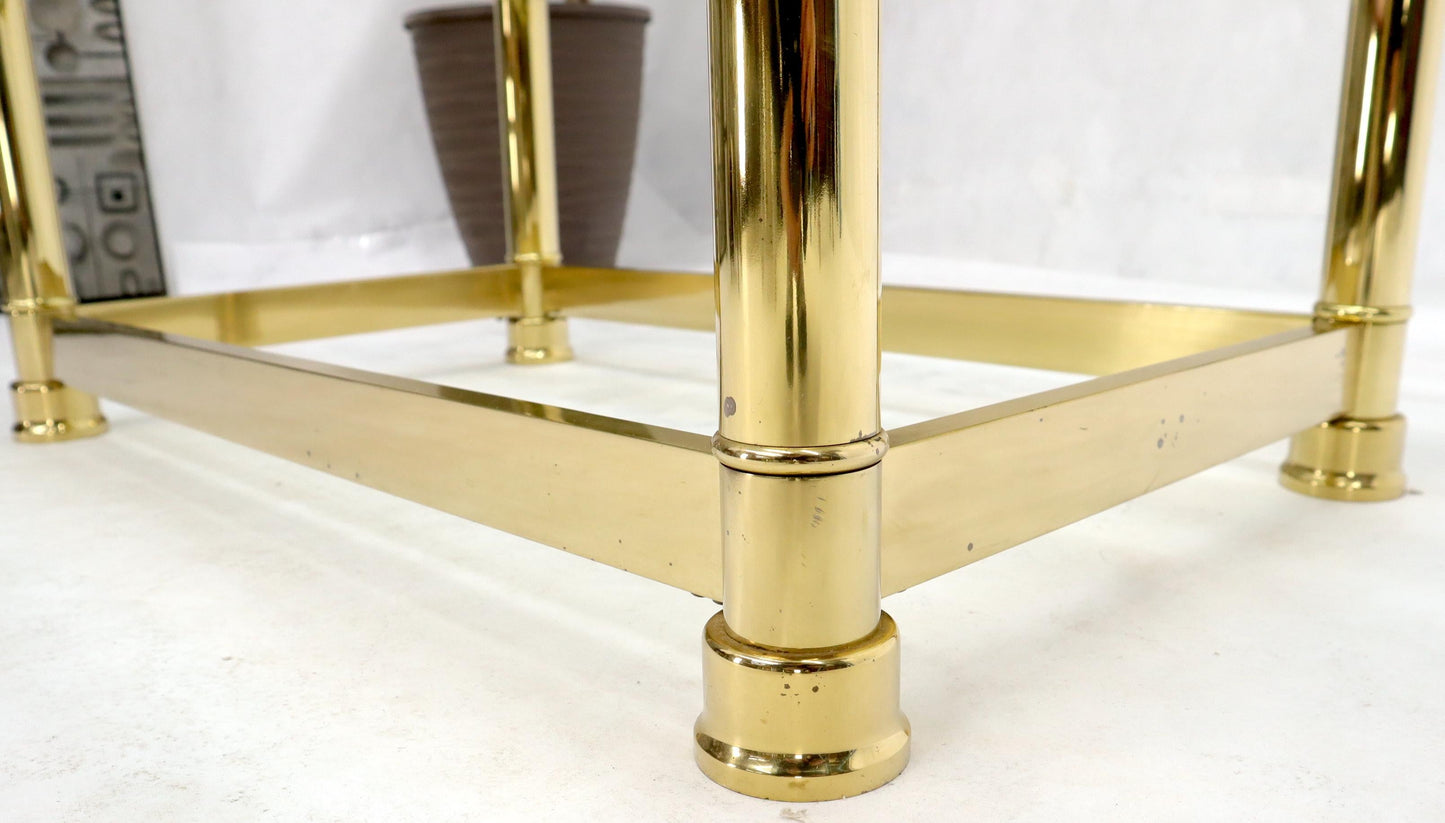 EstablishedLines Vintage Italian Polished Brass Base Glass Top Coffee Table Rounded Scallop