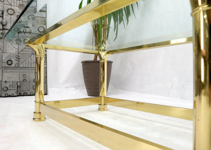 EstablishedLines Vintage Italian Polished Brass Base Glass Top Coffee Table Rounded Scallop