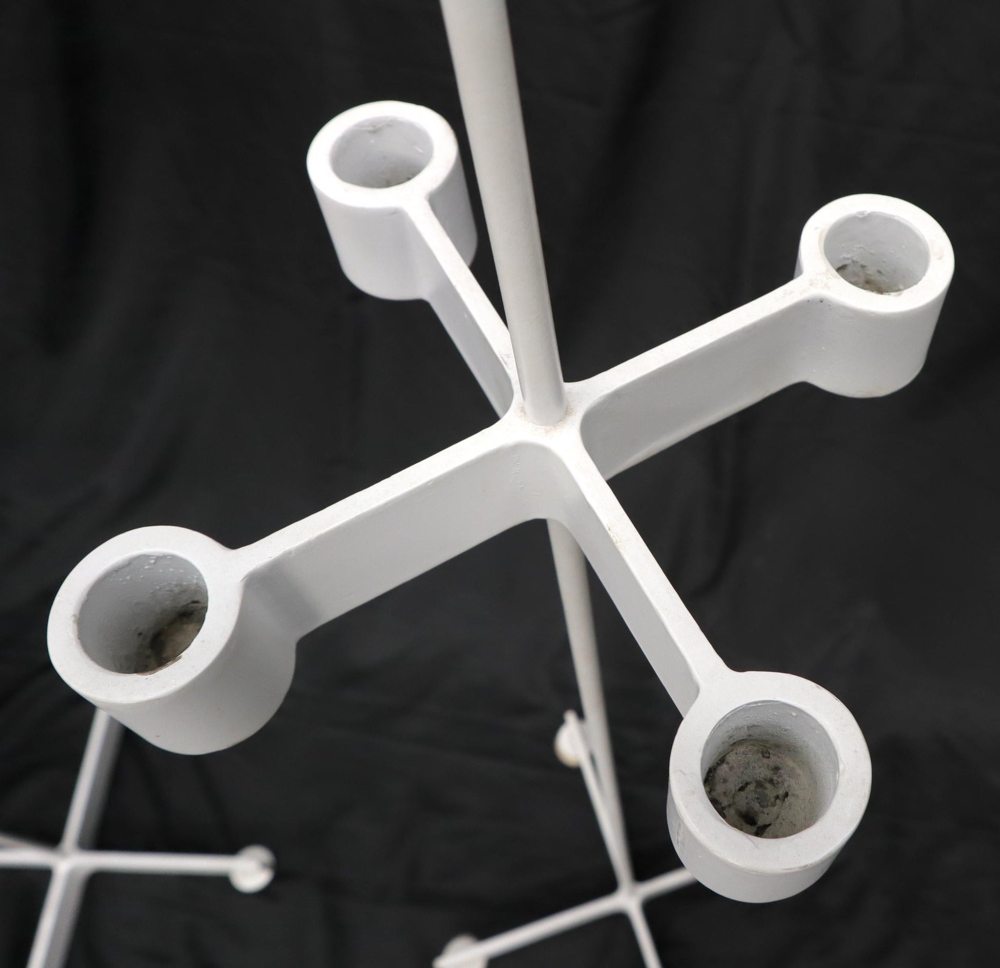 EstablishedLines Pair of Unusual Cast Iron Bases Tall Floor Candle Sticks
