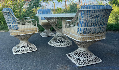 EstablishedLines Spun Fiberglass 5 Pieces Round Dining Table 4 Chair Russel Woodard Outdoor Set