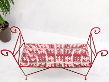 EstablishedLines Circa 1960s Wrought Iron Window Bench Fully Restored New Red Lacquer Upholstery