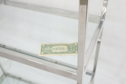 EstablishedLines Mid-Century Modern Five Shelves Chrome and Glass Shelving Unit Étagère