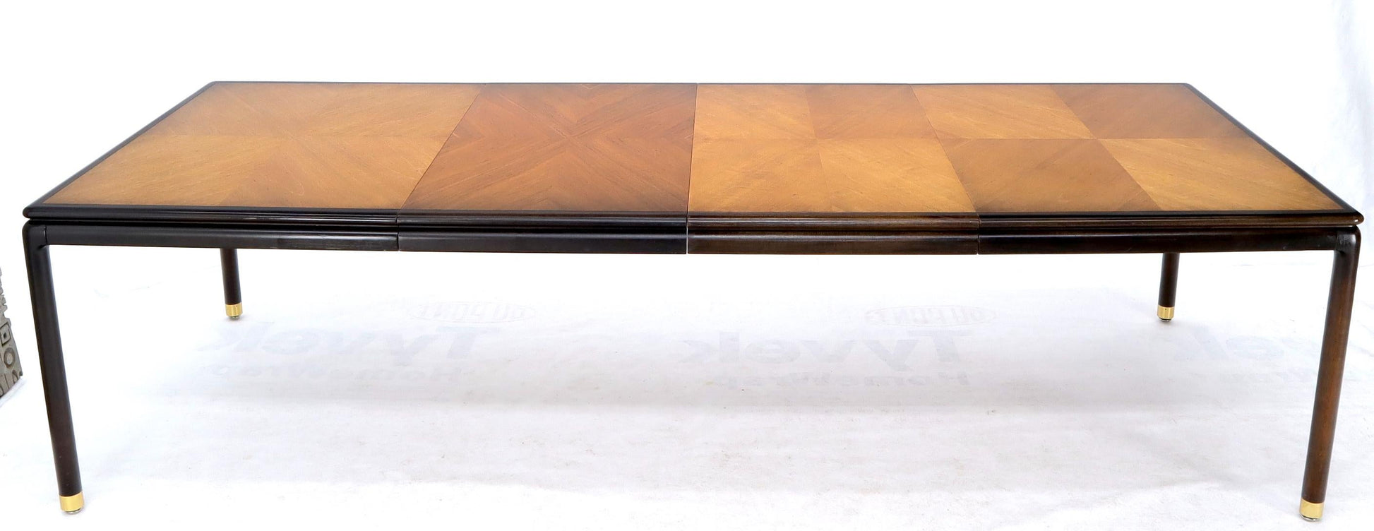 EstablishedLines Danish Mid-Century Modern Large Two-Tone Dining Room Table with 2 Leaves