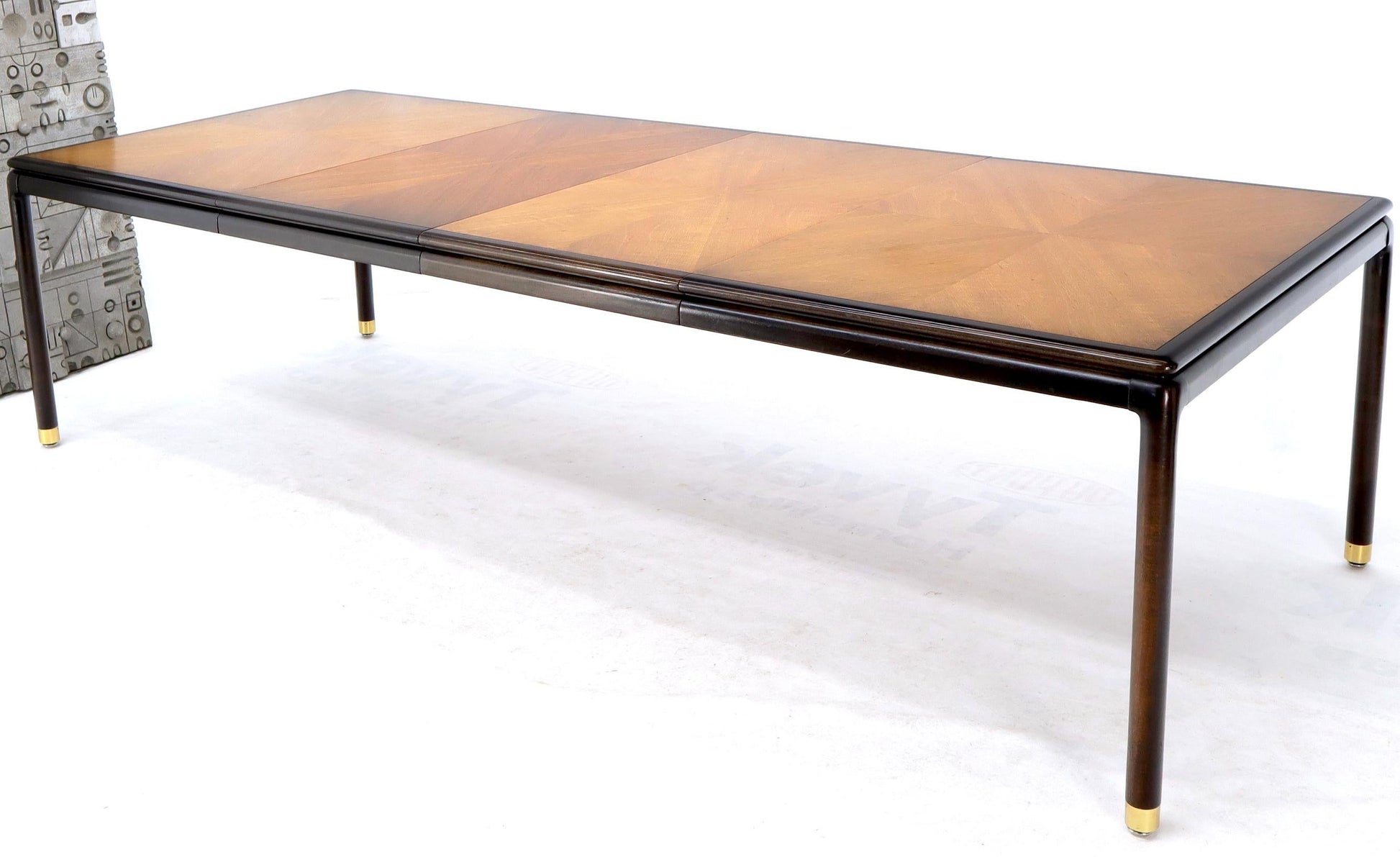 EstablishedLines Danish Mid-Century Modern Large Two-Tone Dining Room Table with 2 Leaves