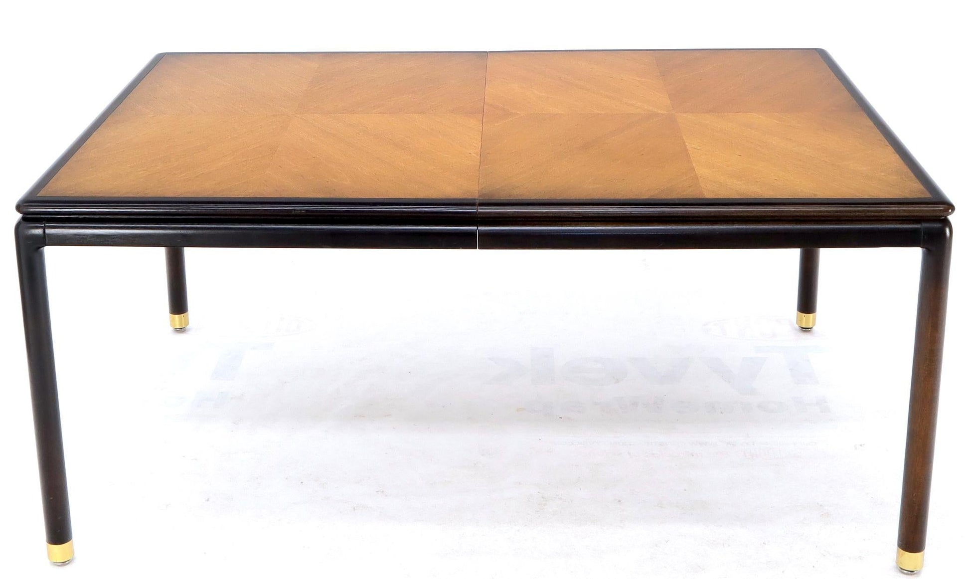 EstablishedLines Danish Mid-Century Modern Large Two-Tone Dining Room Table with 2 Leaves