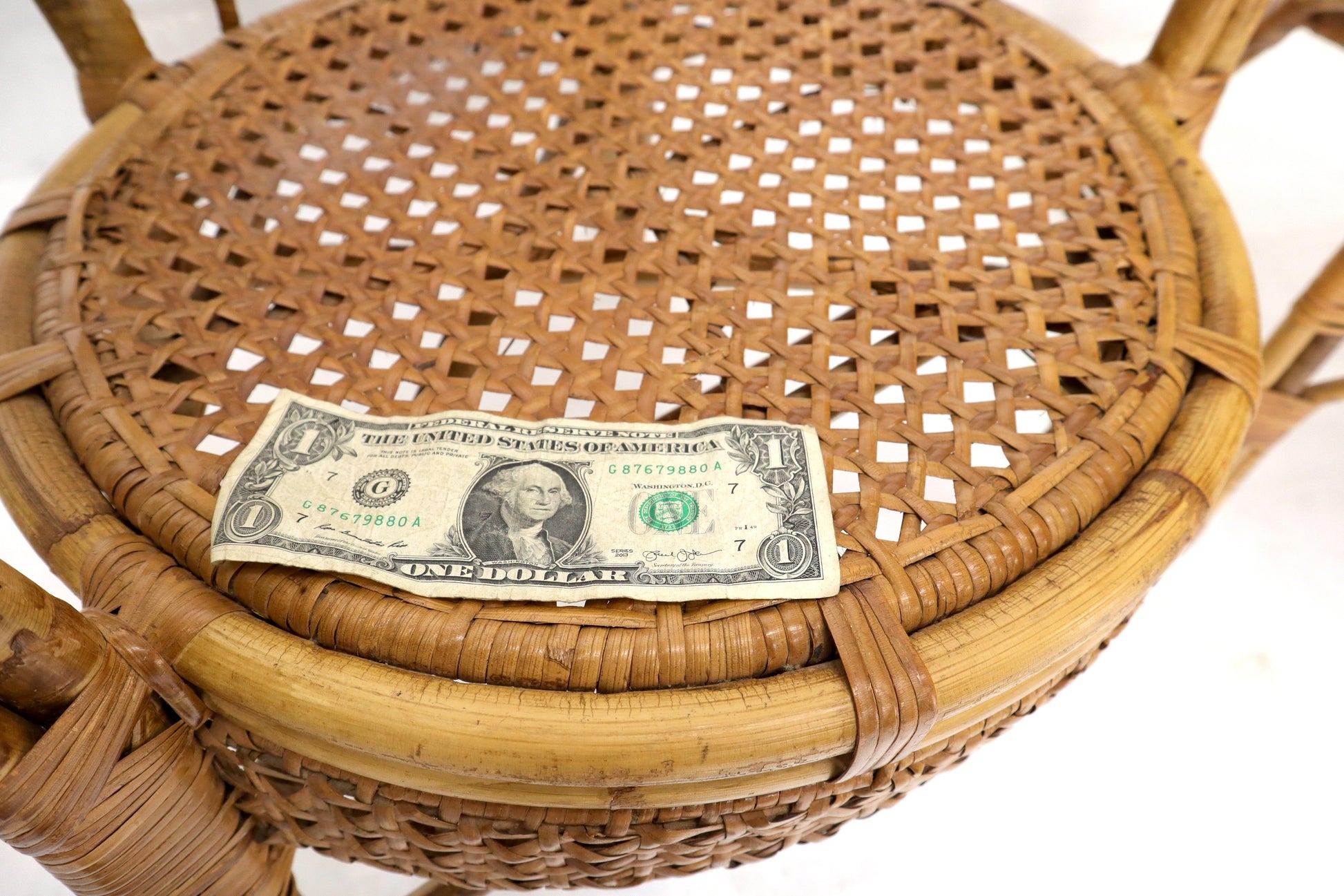 EstablishedLines Pair of Stunning Round Barrel Shape Bamboo Rattan Cane Seat Chairs