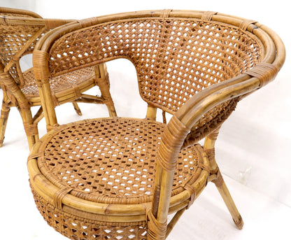 EstablishedLines Pair of Stunning Round Barrel Shape Bamboo Rattan Cane Seat Chairs