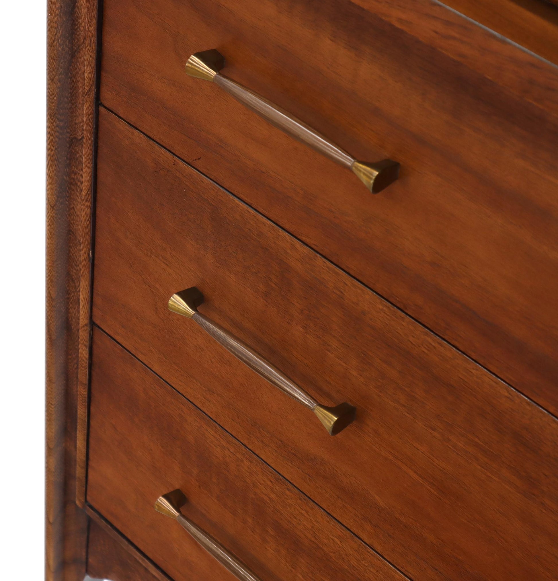 EstablishedLines Sculptured Rosewood Front Door Pulls Mid-Century Modern Walnut High Chest