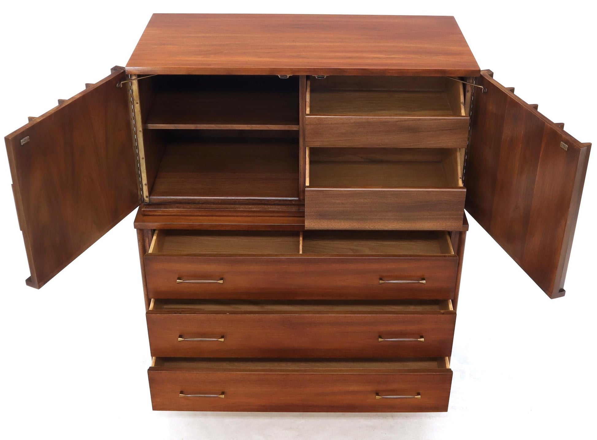EstablishedLines Sculptured Rosewood Front Door Pulls Mid-Century Modern Walnut High Chest