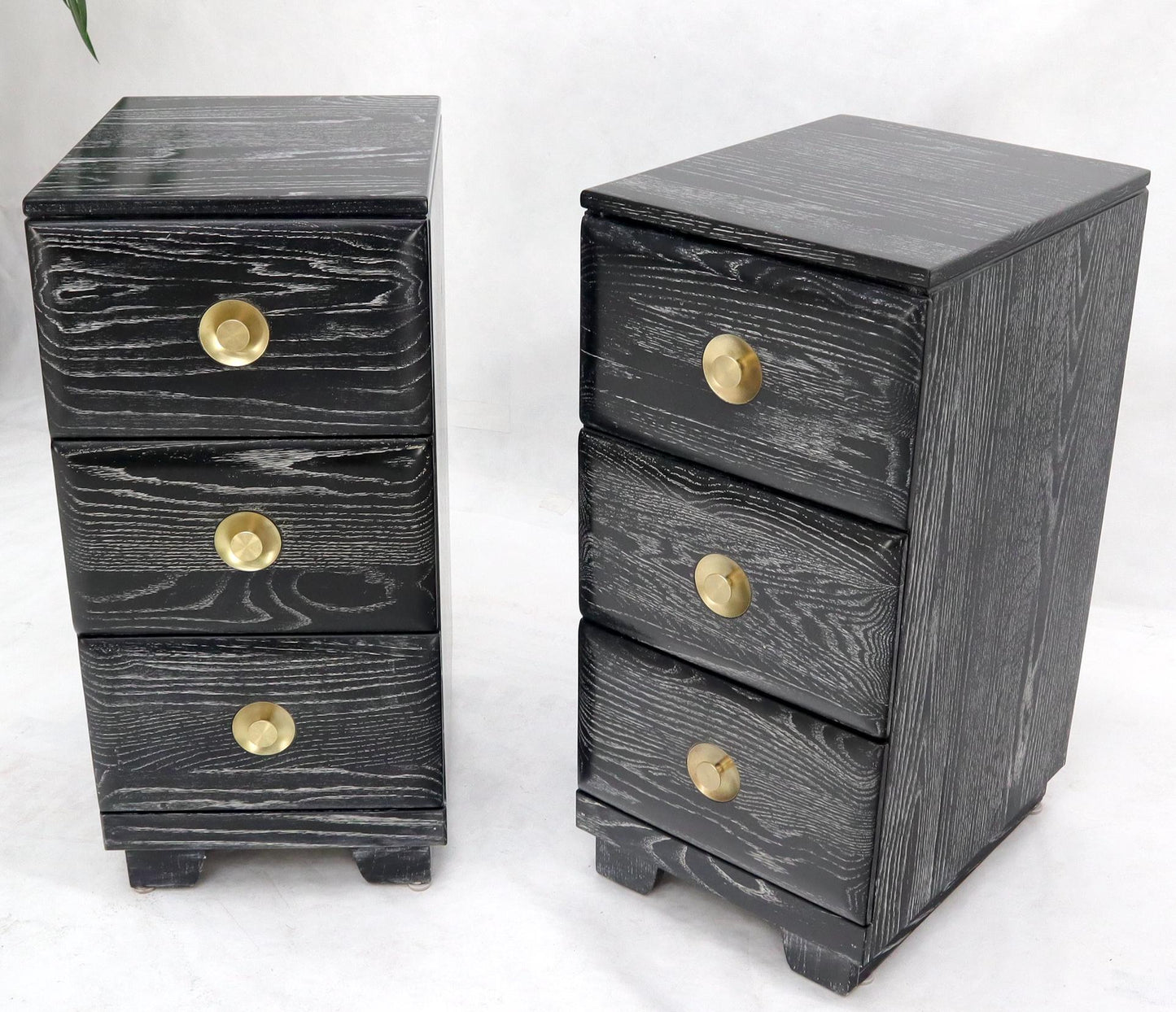 EstablishedLines Pair of Three-Drawer Ceruised Oak Nightstands End Tables