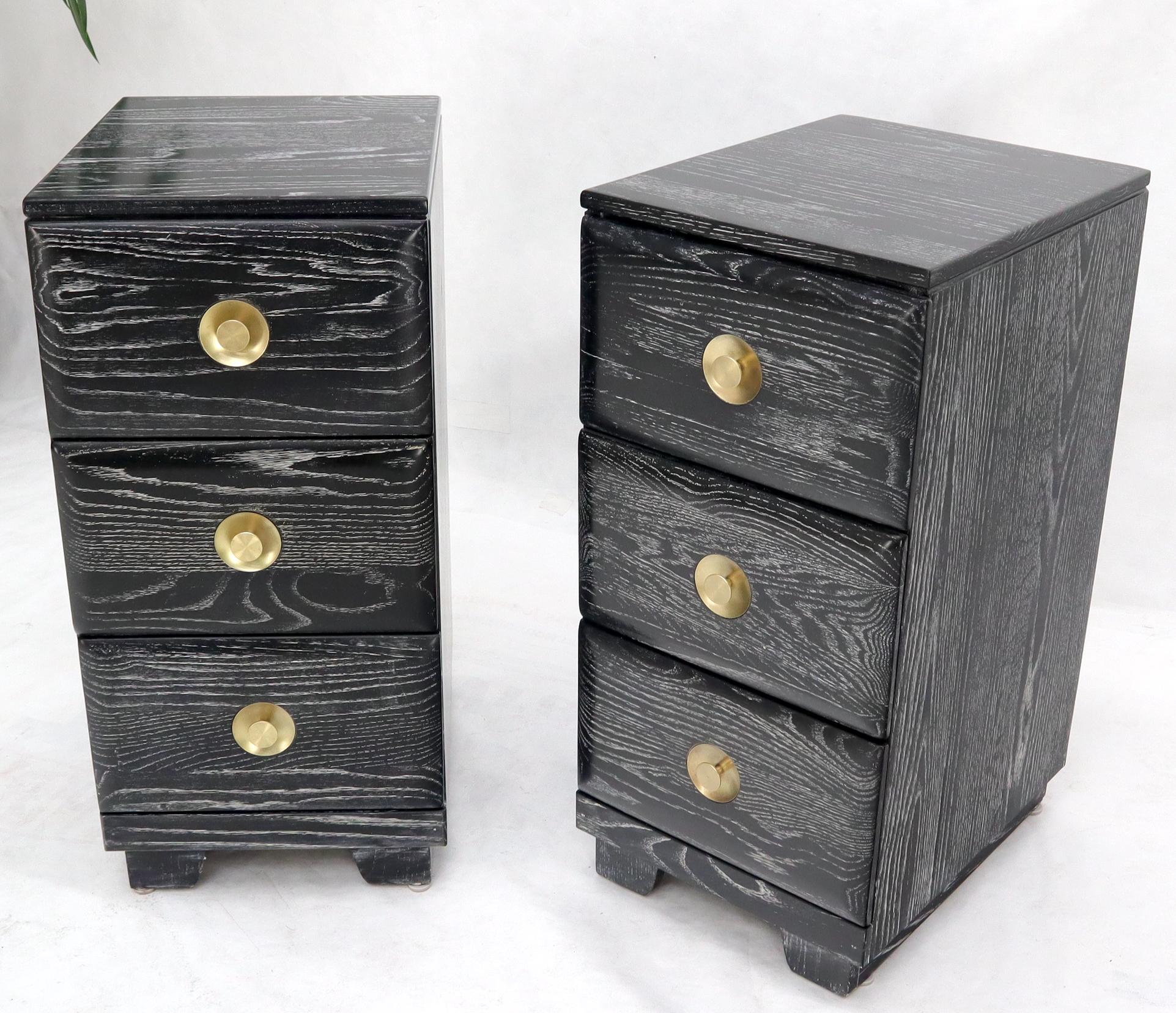 EstablishedLines Pair of Three-Drawer Ceruised Oak Nightstands End Tables