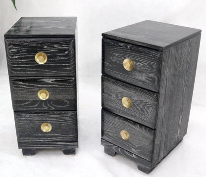 EstablishedLines Pair of Three-Drawer Ceruised Oak Nightstands End Tables