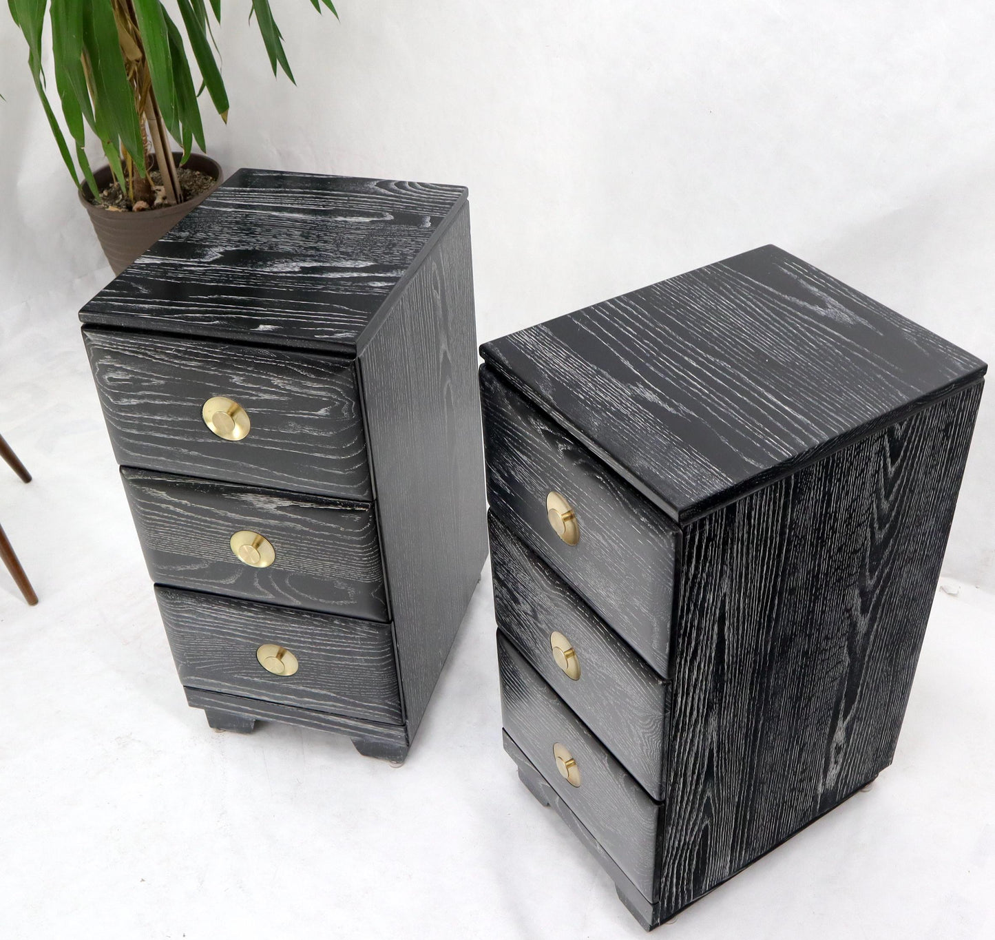 EstablishedLines Pair of Three-Drawer Ceruised Oak Nightstands End Tables