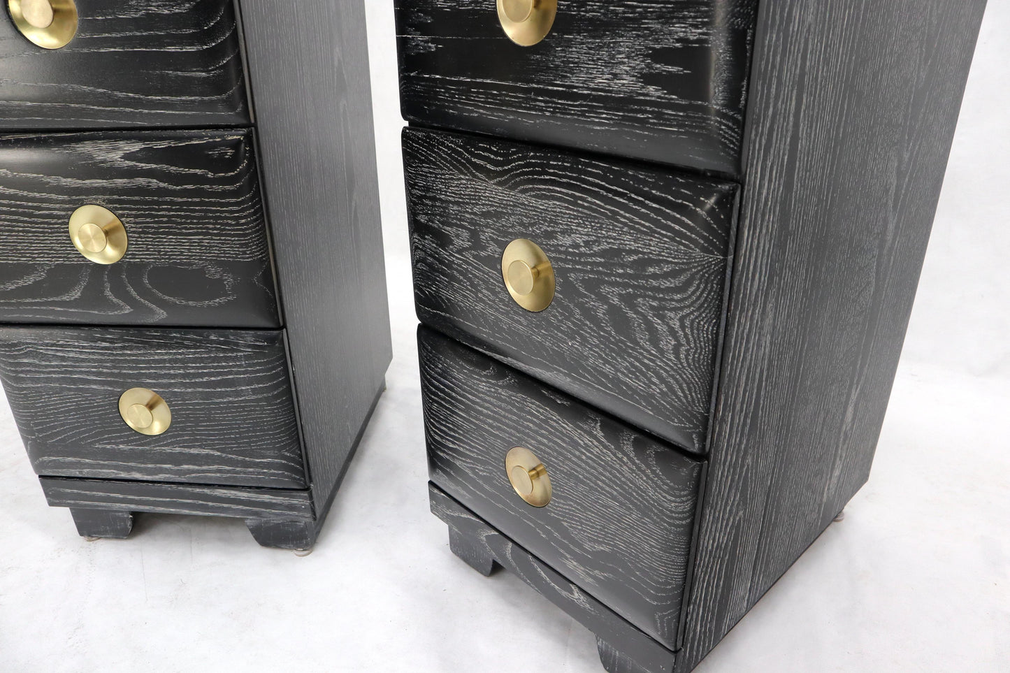 EstablishedLines Pair of Three-Drawer Ceruised Oak Nightstands End Tables