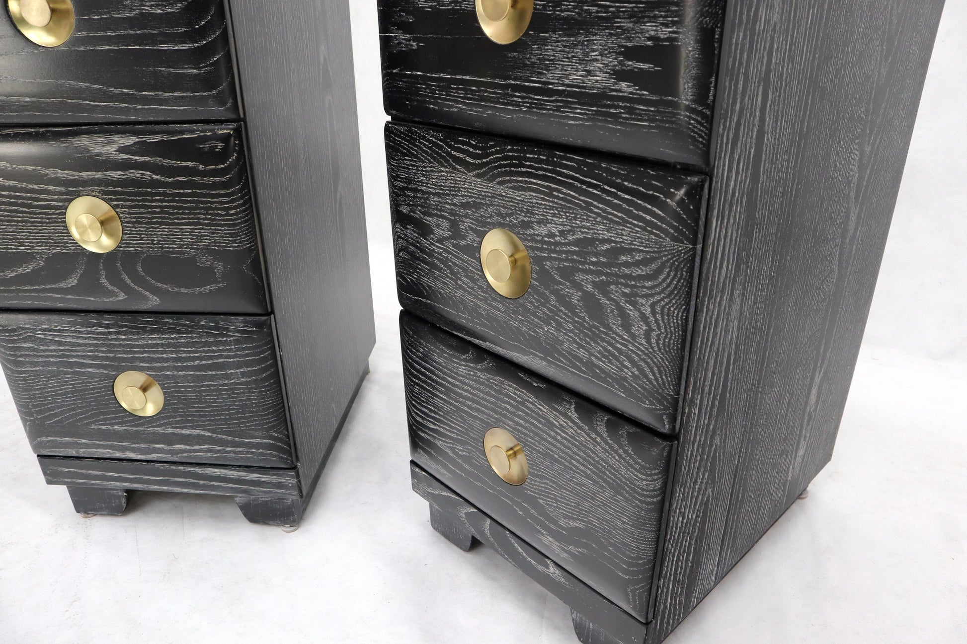 EstablishedLines Pair of Three-Drawer Ceruised Oak Nightstands End Tables