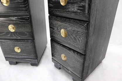 EstablishedLines Pair of Three-Drawer Ceruised Oak Nightstands End Tables