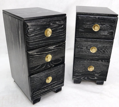 EstablishedLines Pair of Three-Drawer Ceruised Oak Nightstands End Tables