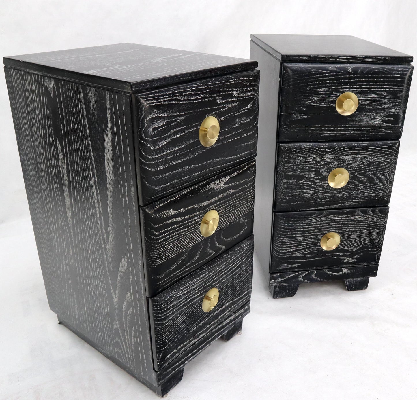 EstablishedLines Pair of Three-Drawer Ceruised Oak Nightstands End Tables