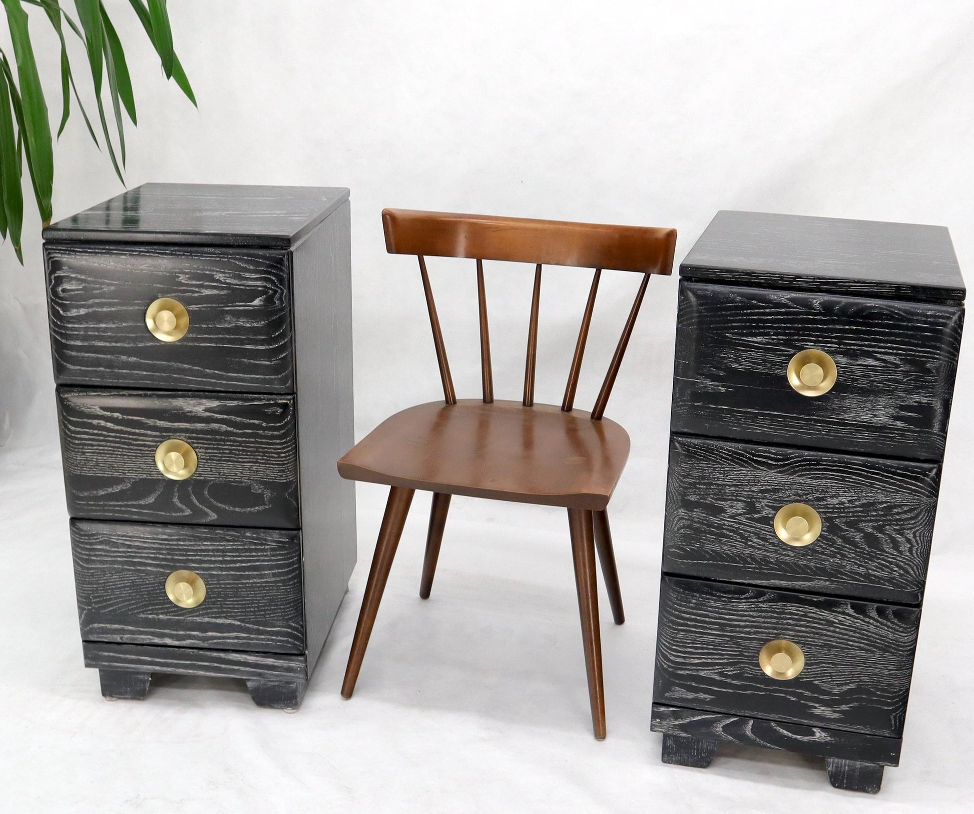 EstablishedLines Pair of Three-Drawer Ceruised Oak Nightstands End Tables