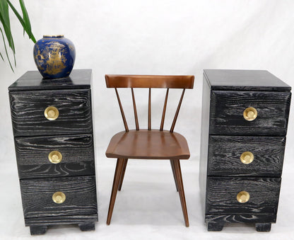 EstablishedLines Pair of Three-Drawer Ceruised Oak Nightstands End Tables