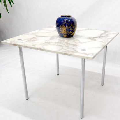 EstablishedLines Square Marble Top Cylinder Chrome Legs Game Dining Center Table
