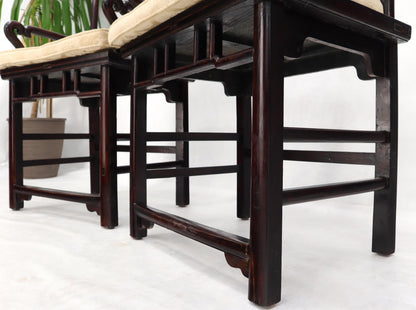EstablishedLines Pair of Chinese Rosewood Nicely Carved Arm Side Chairs