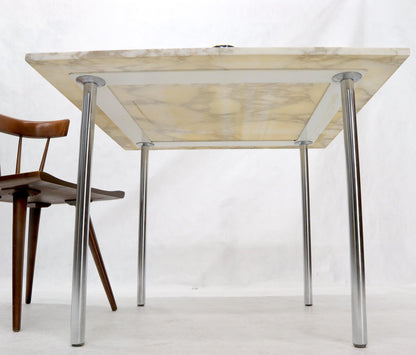 EstablishedLines Square Marble Top Cylinder Chrome Legs Game Dining Center Table