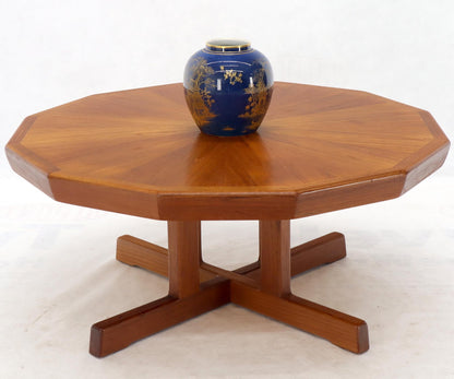 EstablishedLines Danish Mid-Century Modern Hexagon Top Heavy Cross Base Coffee Table