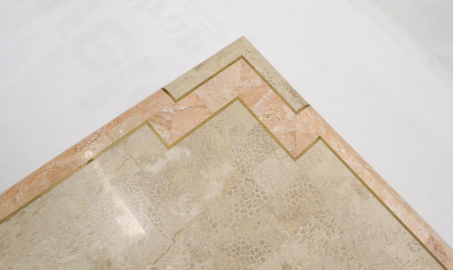 EstablishedLines Tessellated Stone Brass Inlay Square Coffee Table