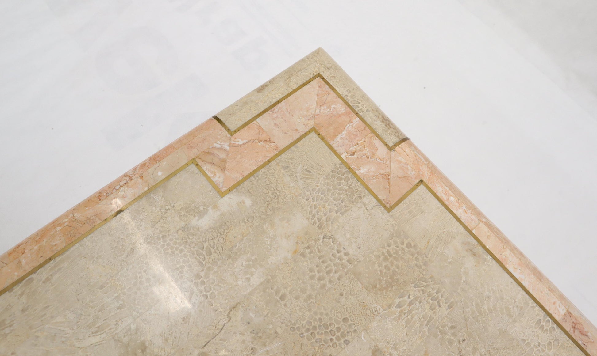 EstablishedLines Tessellated Stone Brass Inlay Square Coffee Table