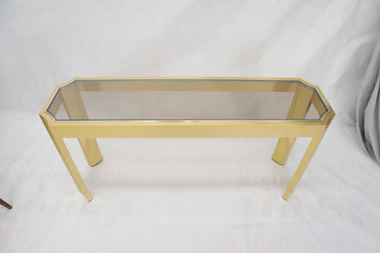 EstablishedLines Concave Leg Brass and Glass Top Rectangular Console Sofa Table