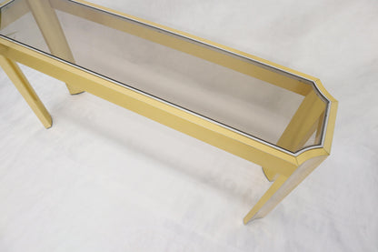 EstablishedLines Concave Leg Brass and Glass Top Rectangular Console Sofa Table