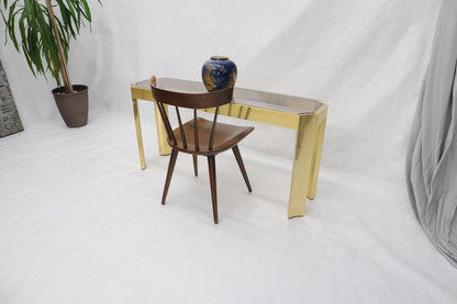 EstablishedLines Concave Leg Brass and Glass Top Rectangular Console Sofa Table
