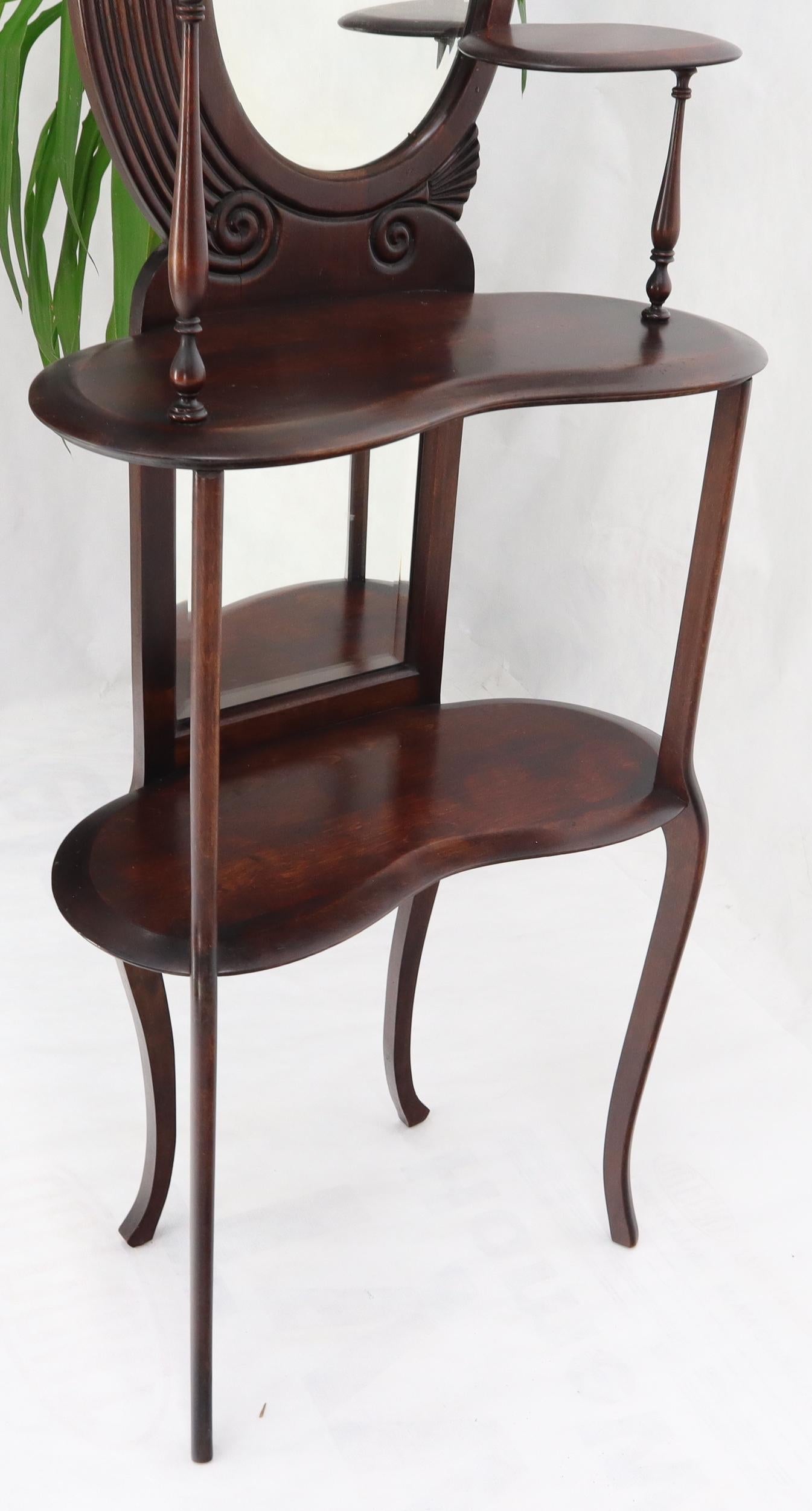 EstablishedLines Solid Mahogany Organic Shape Oval Beveled Glass Staggered 4-Tier Étagère Shelf