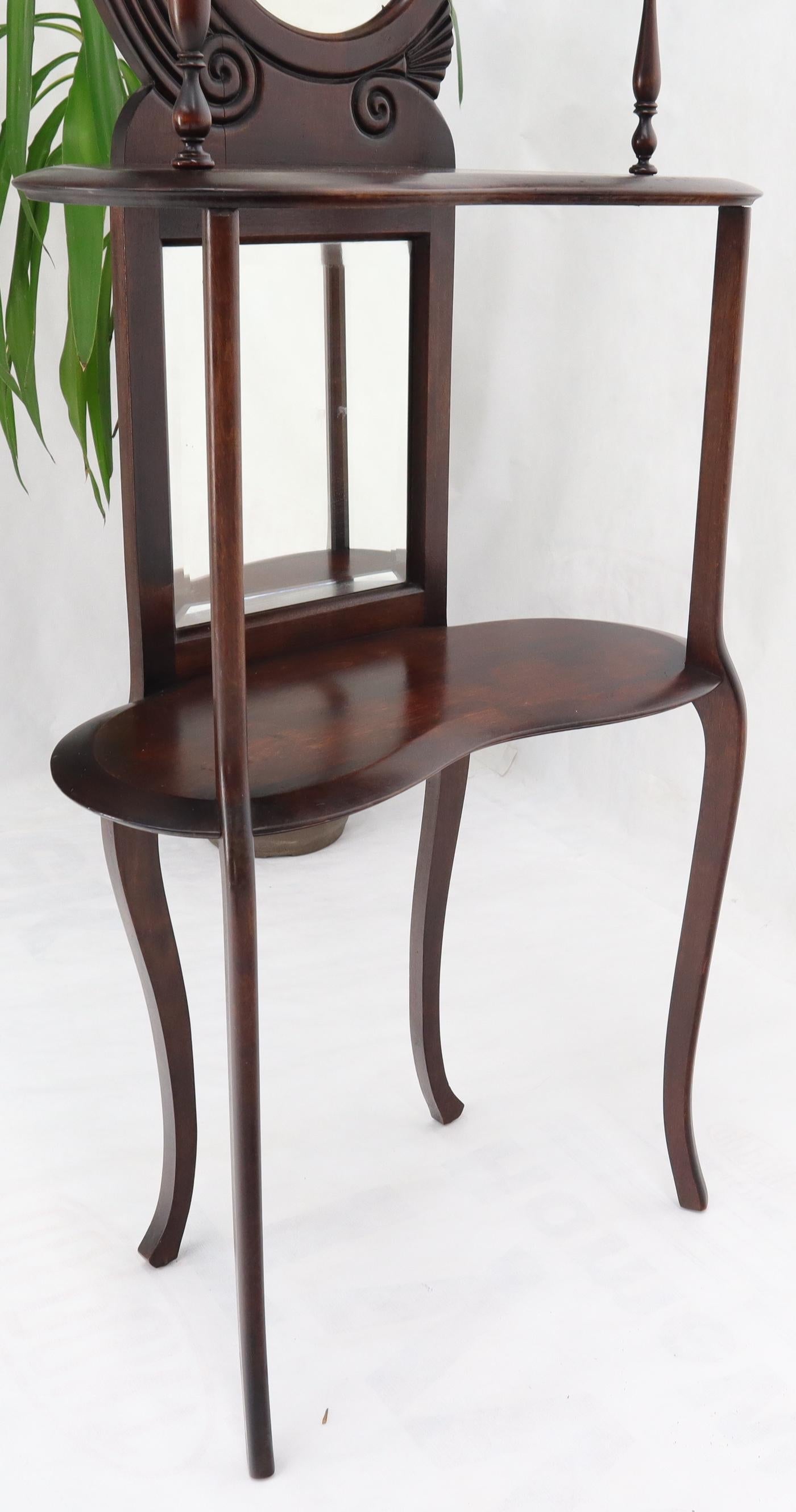 EstablishedLines Solid Mahogany Organic Shape Oval Beveled Glass Staggered 4-Tier Étagère Shelf