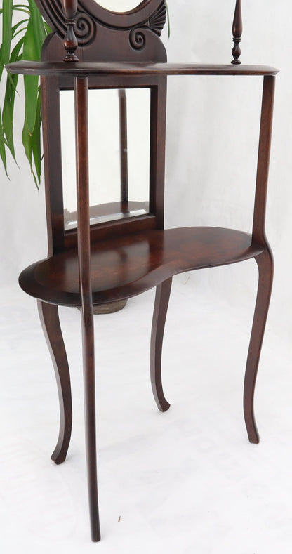 EstablishedLines Solid Mahogany Organic Shape Oval Beveled Glass Staggered 4-Tier Étagère Shelf