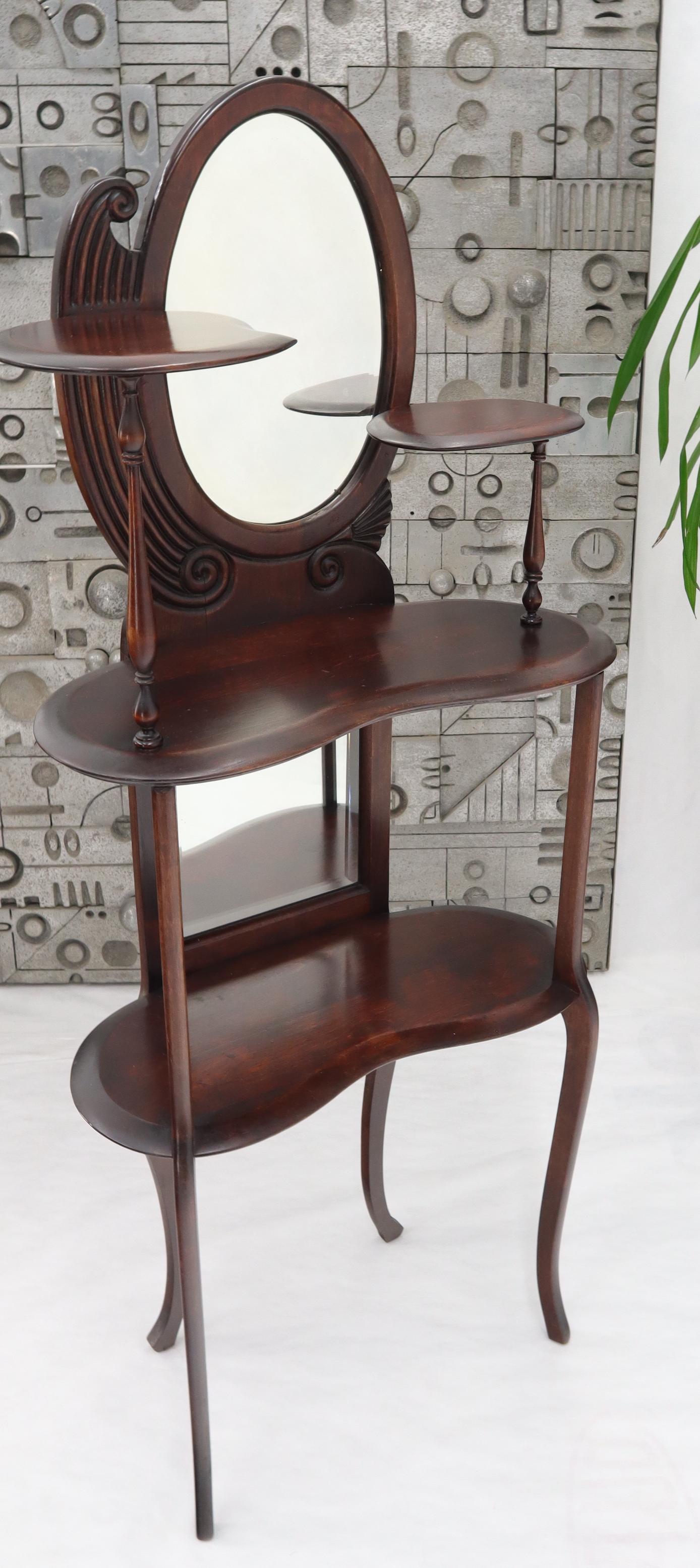 EstablishedLines Solid Mahogany Organic Shape Oval Beveled Glass Staggered 4-Tier Étagère Shelf
