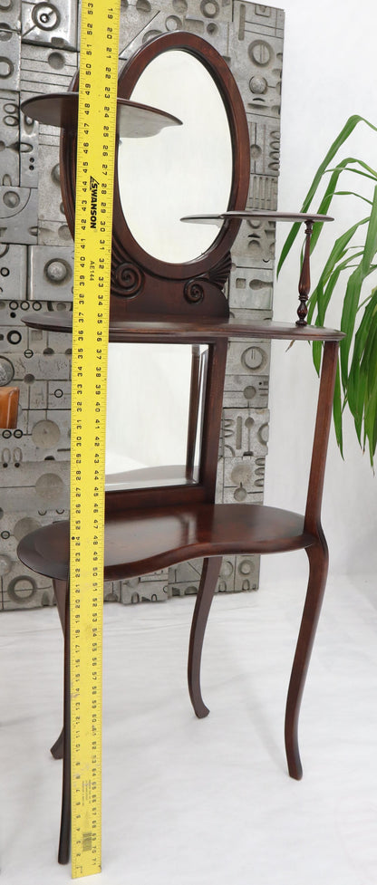 EstablishedLines Solid Mahogany Organic Shape Oval Beveled Glass Staggered 4-Tier Étagère Shelf