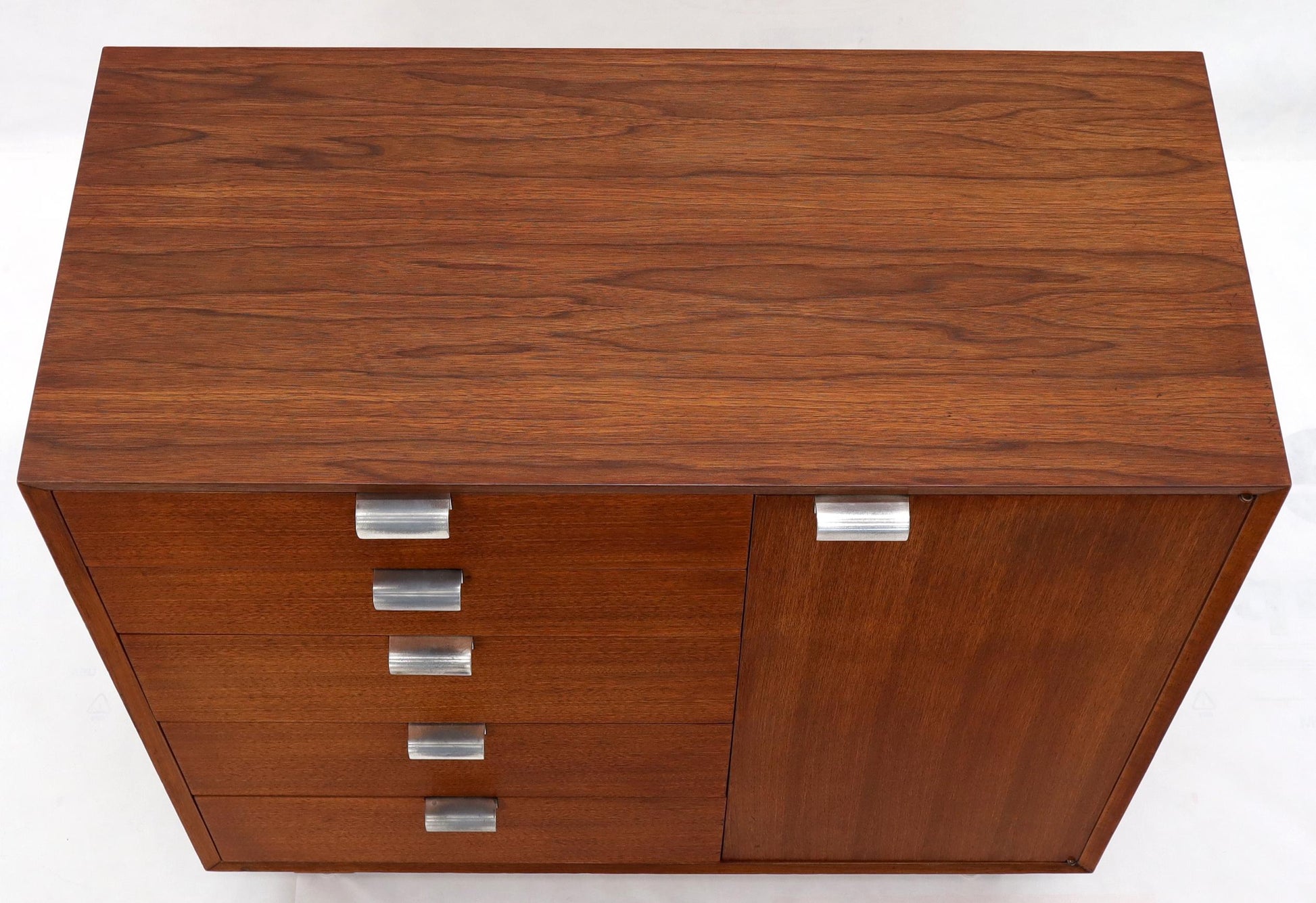 EstablishedLines George Nelson Walnut One-Door 5 Drawers Gentleman's High Chest Dresser Cabinet