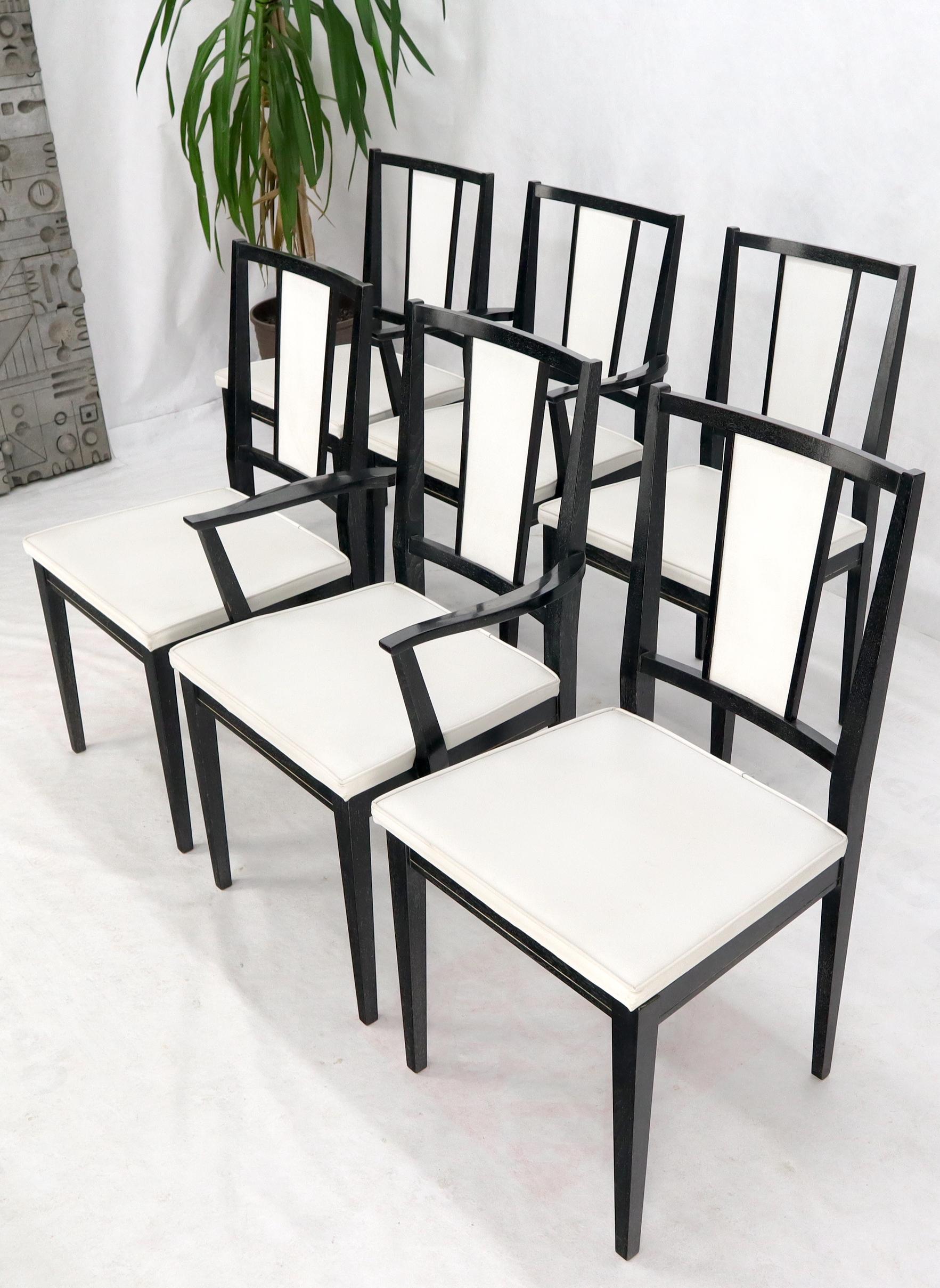 EstablishedLines Set of Six Ebonized Cerused Walnut Dining Chairs
