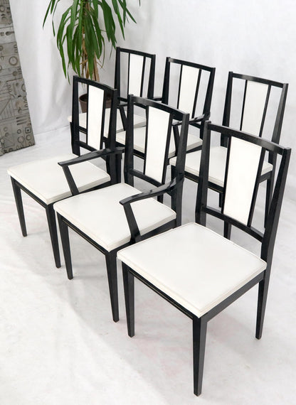 EstablishedLines Set of Six Ebonized Cerused Walnut Dining Chairs