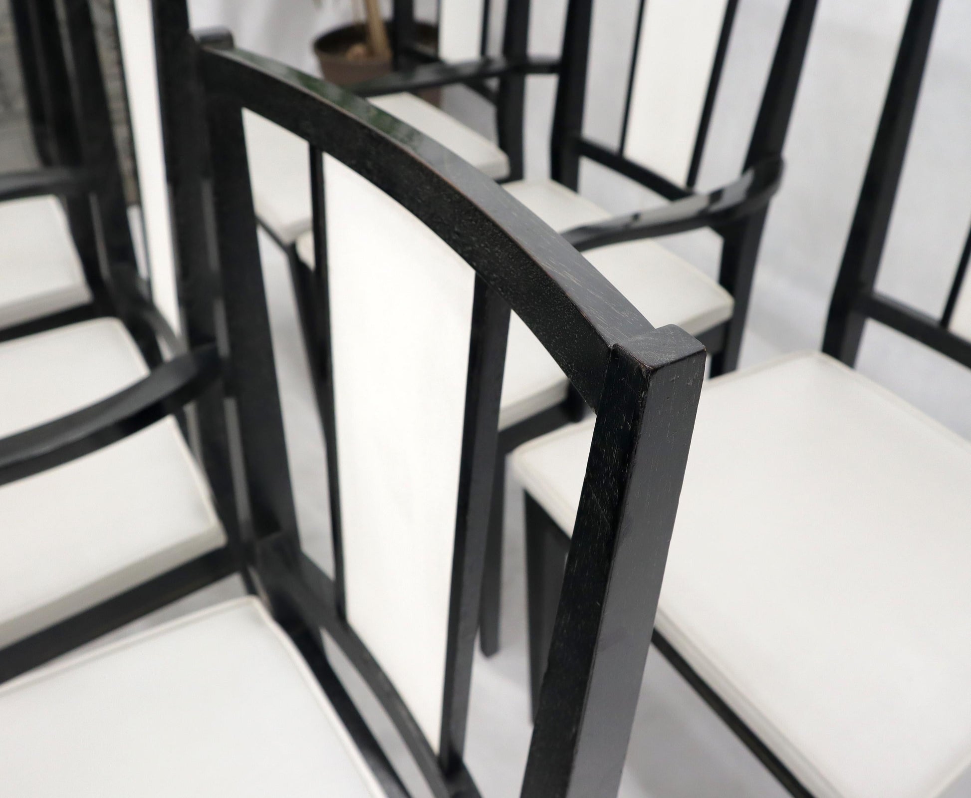 EstablishedLines Set of Six Ebonized Cerused Walnut Dining Chairs