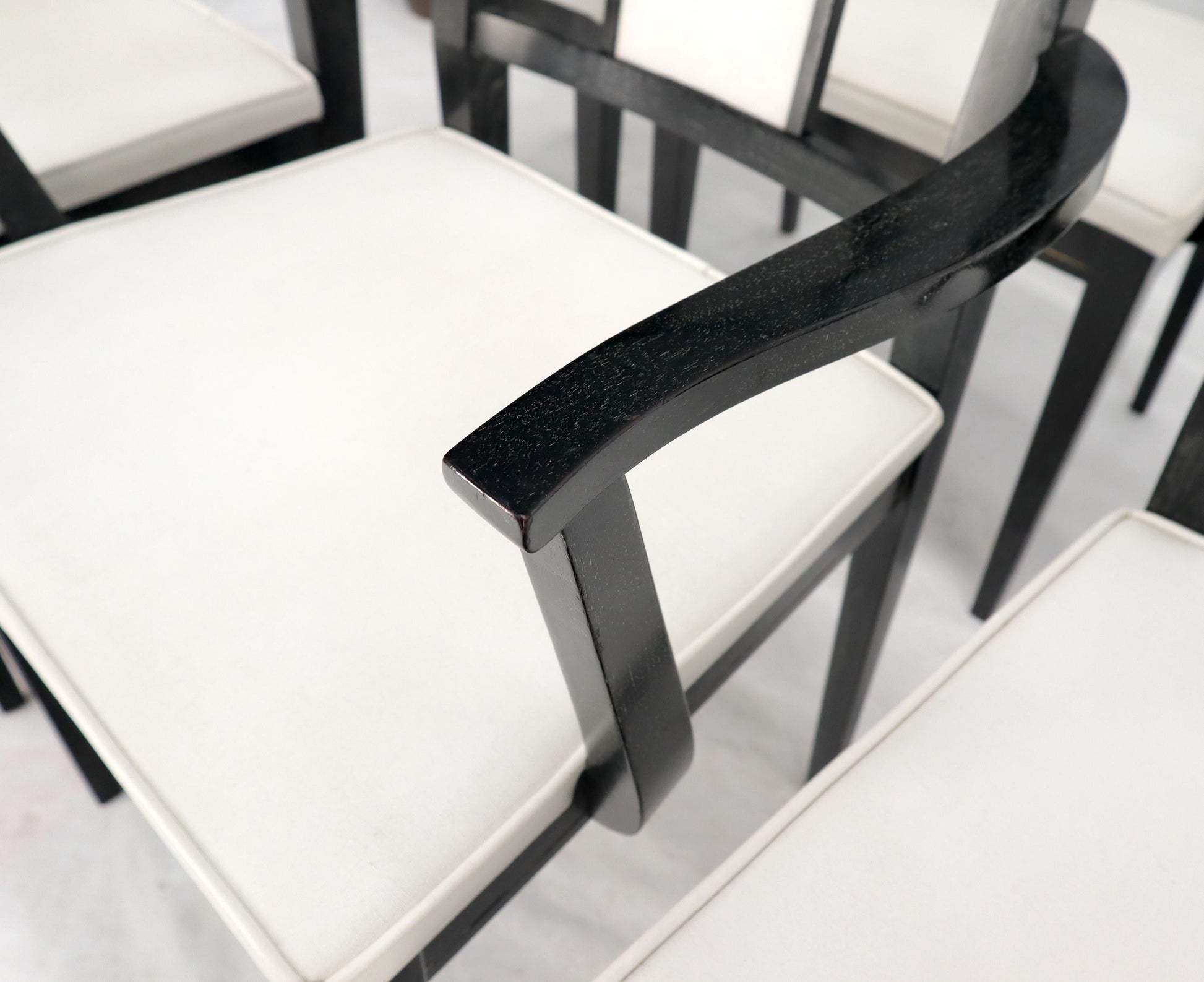 EstablishedLines Set of Six Ebonized Cerused Walnut Dining Chairs