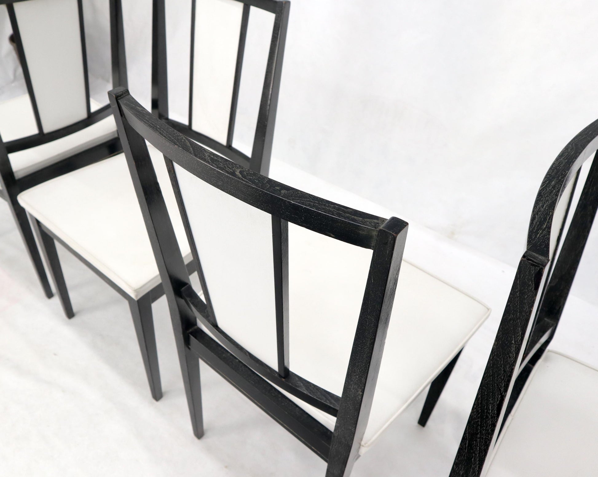 EstablishedLines Set of Six Ebonized Cerused Walnut Dining Chairs