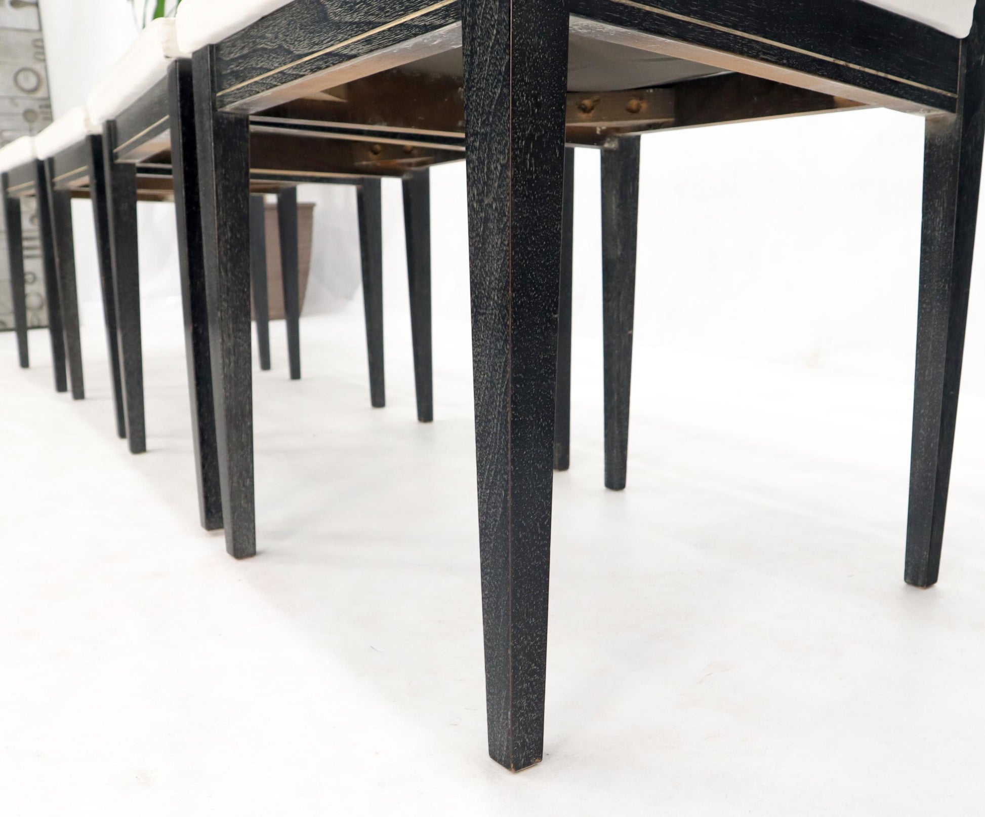 EstablishedLines Set of Six Ebonized Cerused Walnut Dining Chairs
