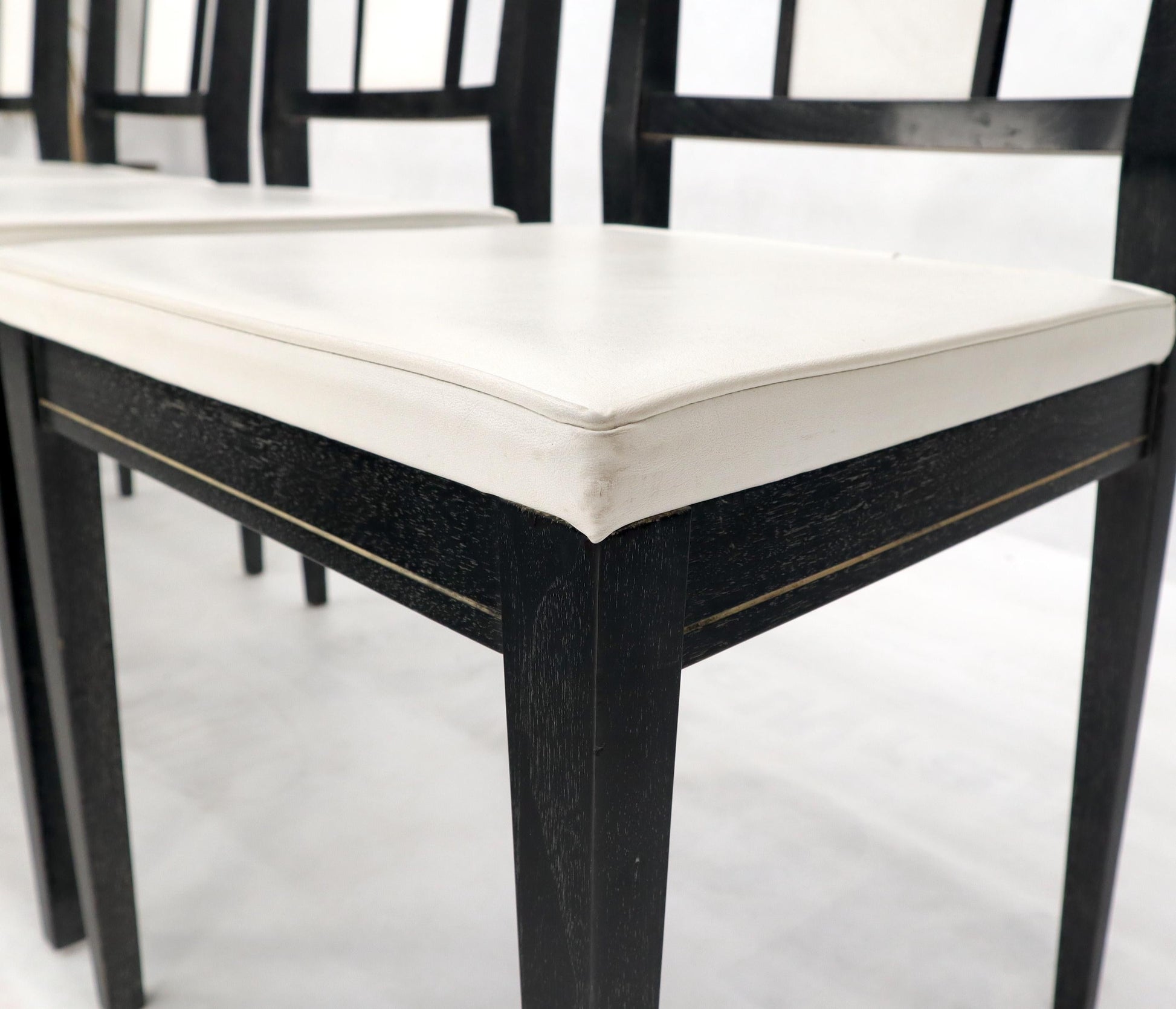 EstablishedLines Set of Six Ebonized Cerused Walnut Dining Chairs